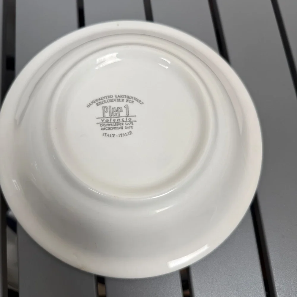 Set of 2x Pier 1 Valencia Bowls Handpainted Earthenware Made in Italy 8.25